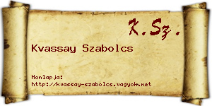 Kvassay Szabolcs névjegykártya