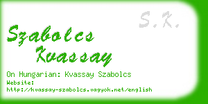 szabolcs kvassay business card